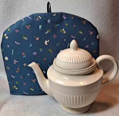 Reversible Tea Cozy - Springtime Motif on Blue