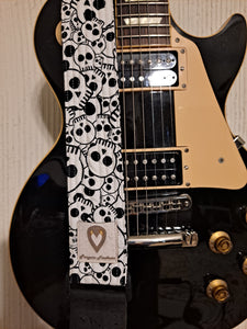 Black & White Skulls Quilted Guitar Strap