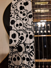 Load image into Gallery viewer, Black &amp; White Skulls Quilted Guitar Strap