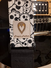 Load image into Gallery viewer, Black &amp; White Skulls Quilted Guitar Strap